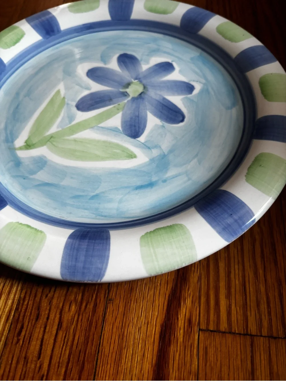 Blue Floral Stoneware Dinner Plates - Set of 2
